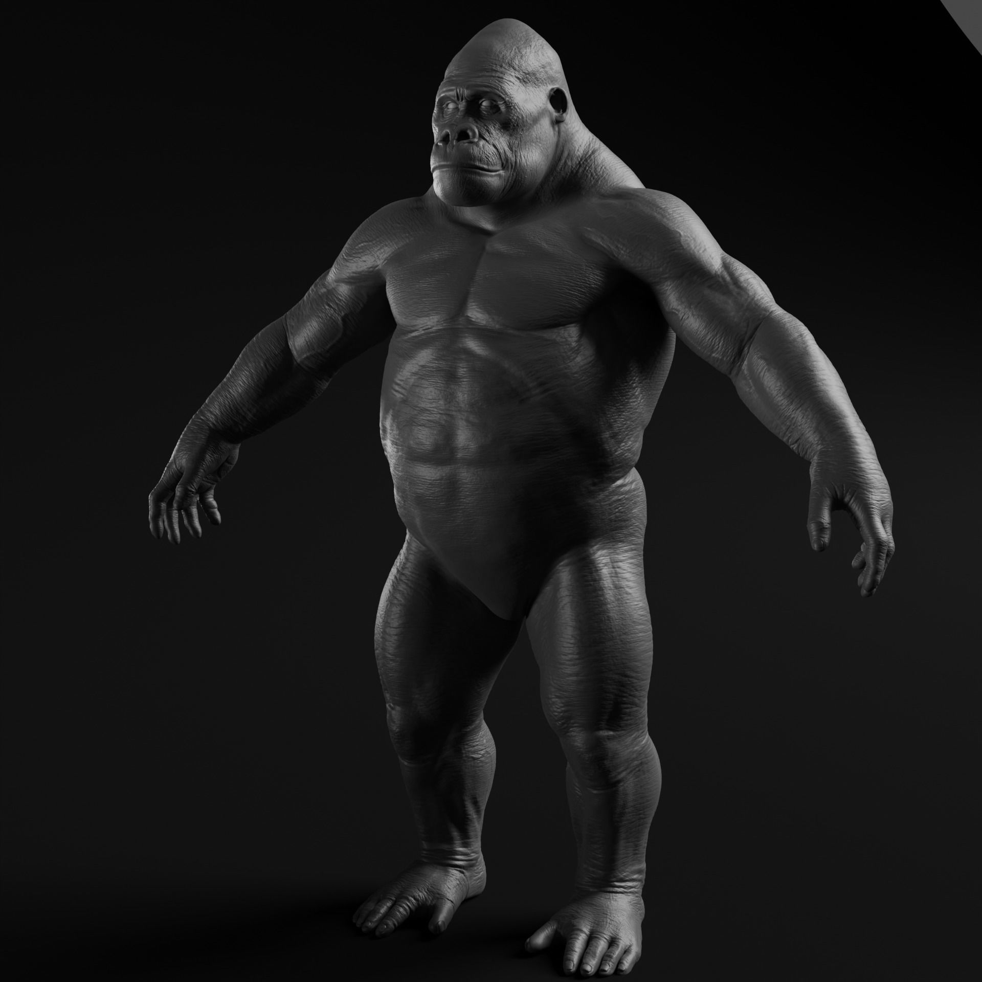 Gorilla - Highpoly Sculpture 3D model  3D model_10