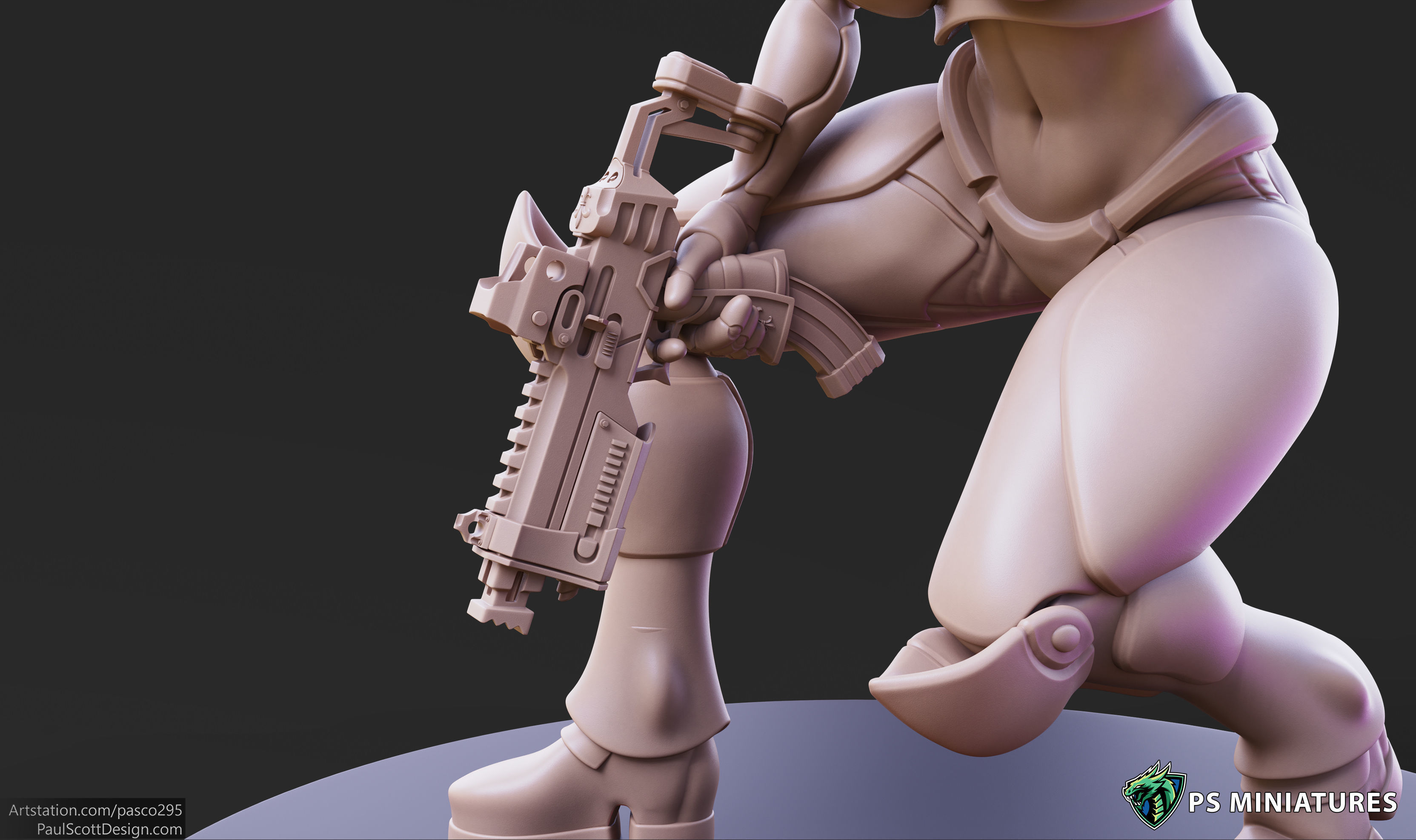 Cyberpunk Mercenary Pose 2 - 4 Variants and Pinup 3D print model_6