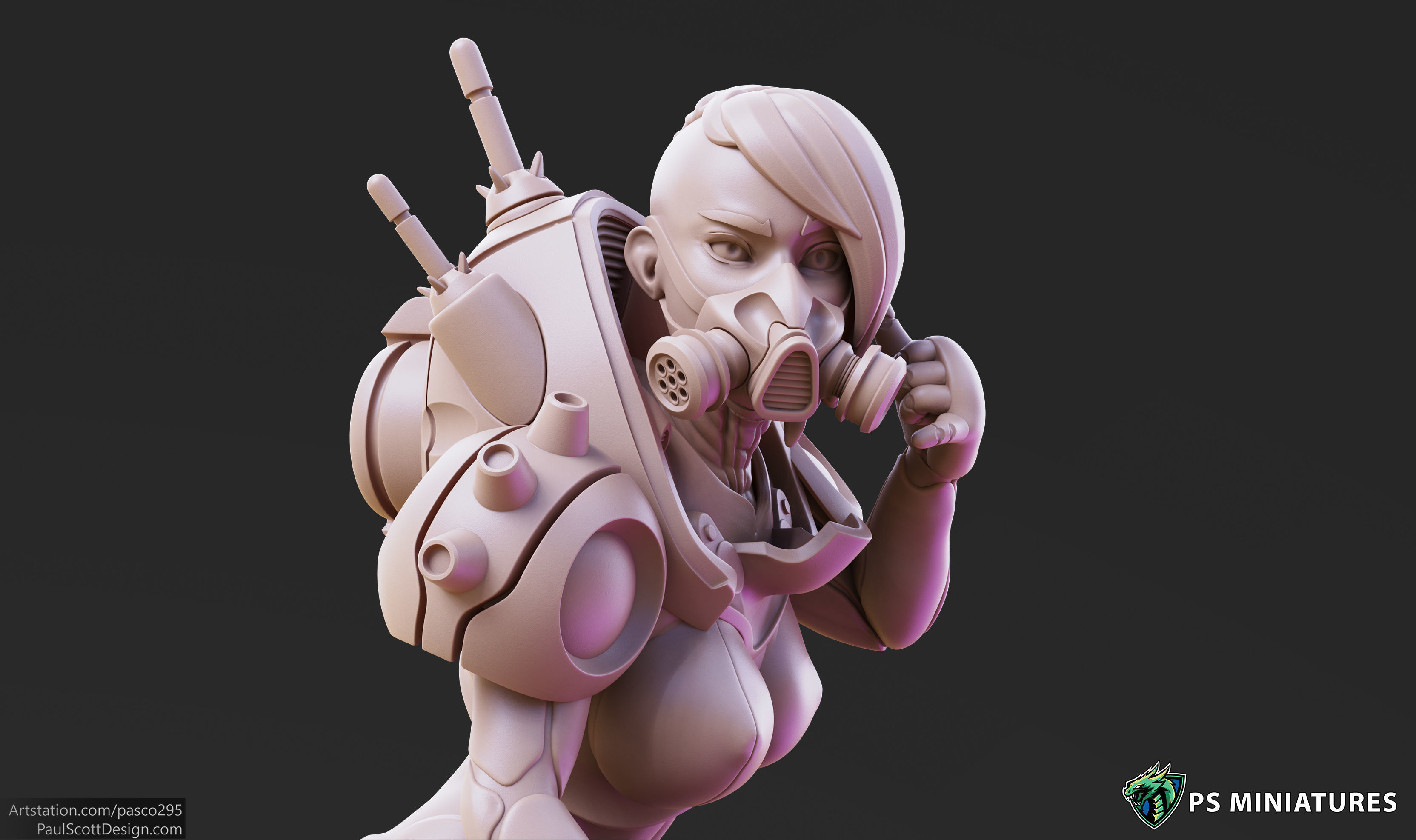Cyberpunk Mercenary Pose 2 - 4 Variants and Pinup 3D print model_5