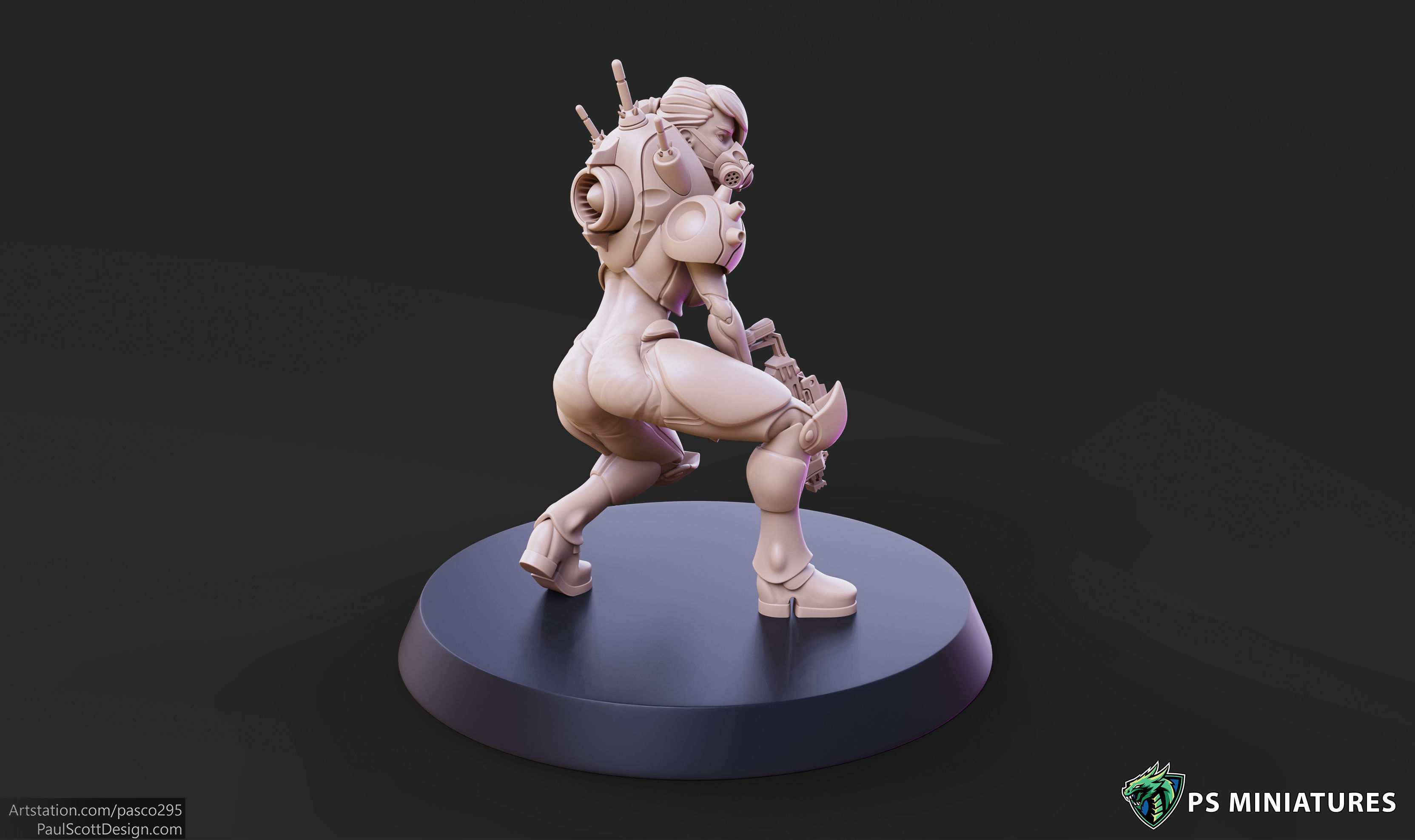 Cyberpunk Mercenary Pose 2 - 4 Variants and Pinup 3D print model_9