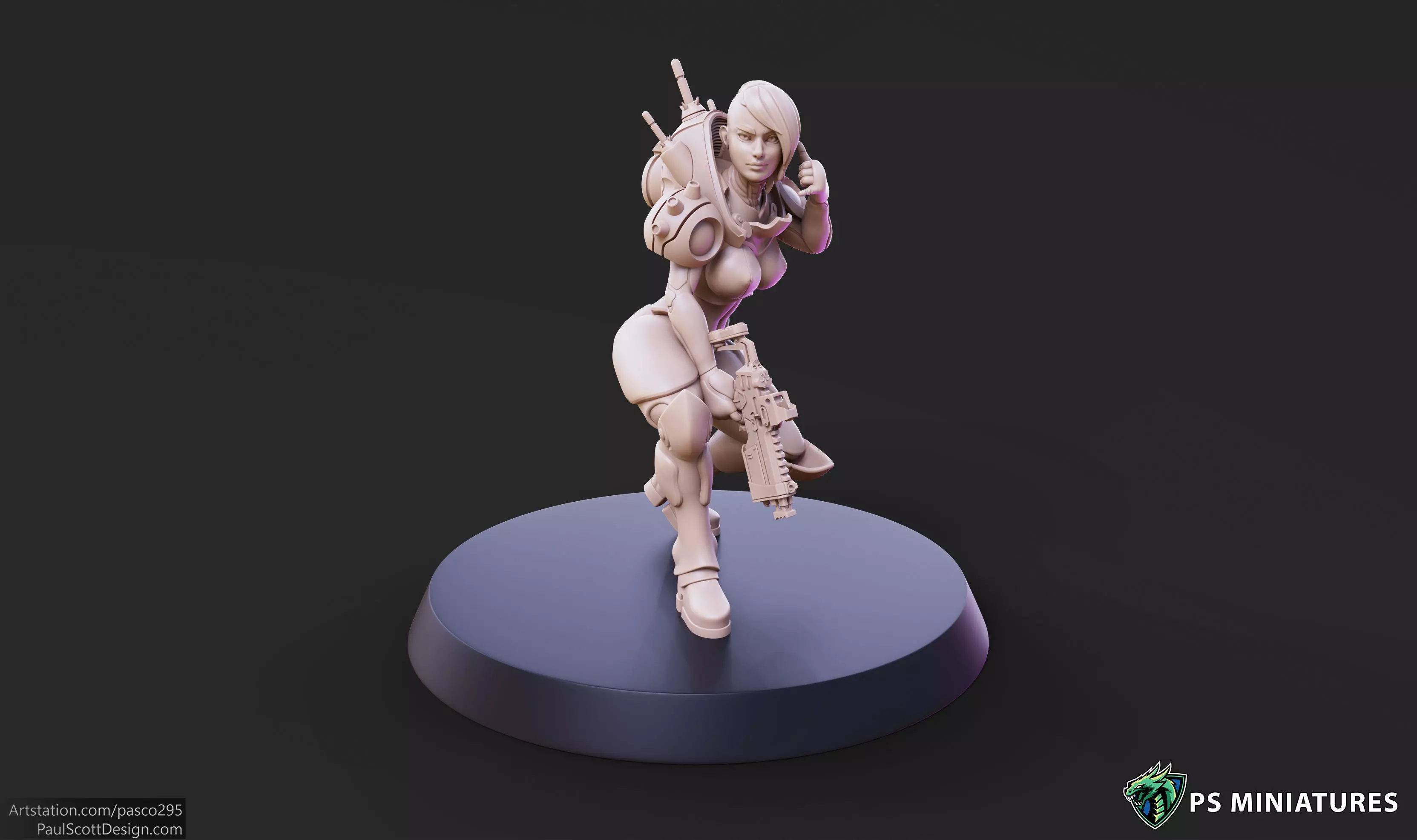 Cyberpunk Mercenary Pose 2 - 4 Variants and Pinup 3D print model_0