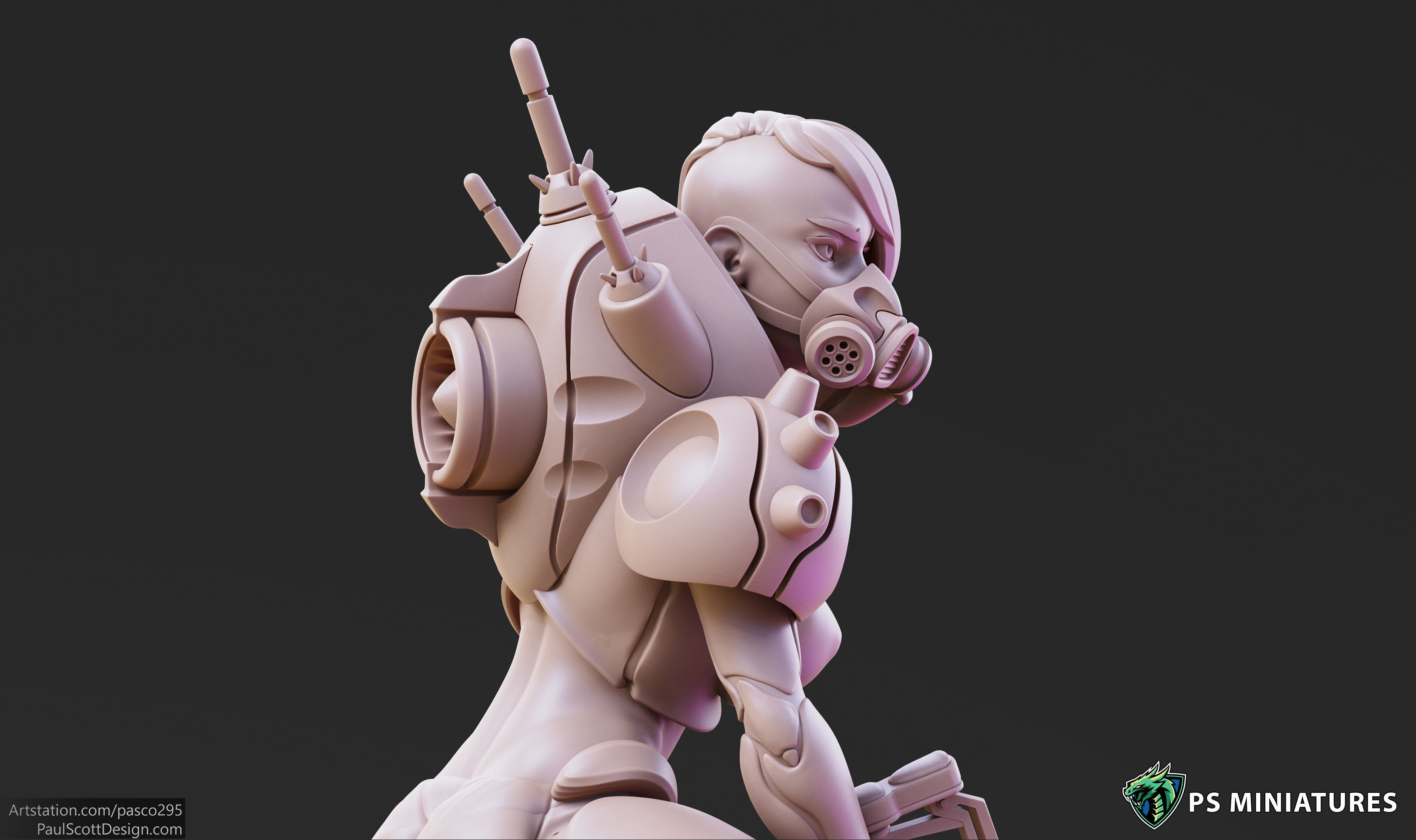 Cyberpunk Mercenary Pose 2 - 4 Variants and Pinup 3D print model_7