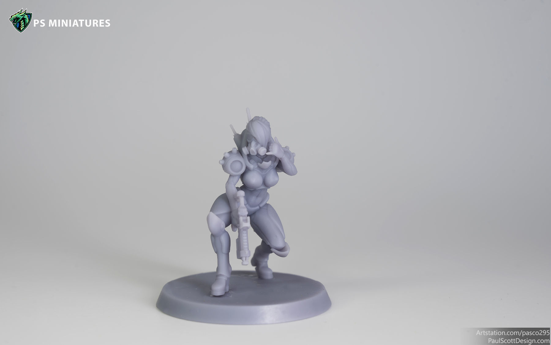 Cyberpunk Mercenary Pose 2 - 4 Variants and Pinup 3D print model_4