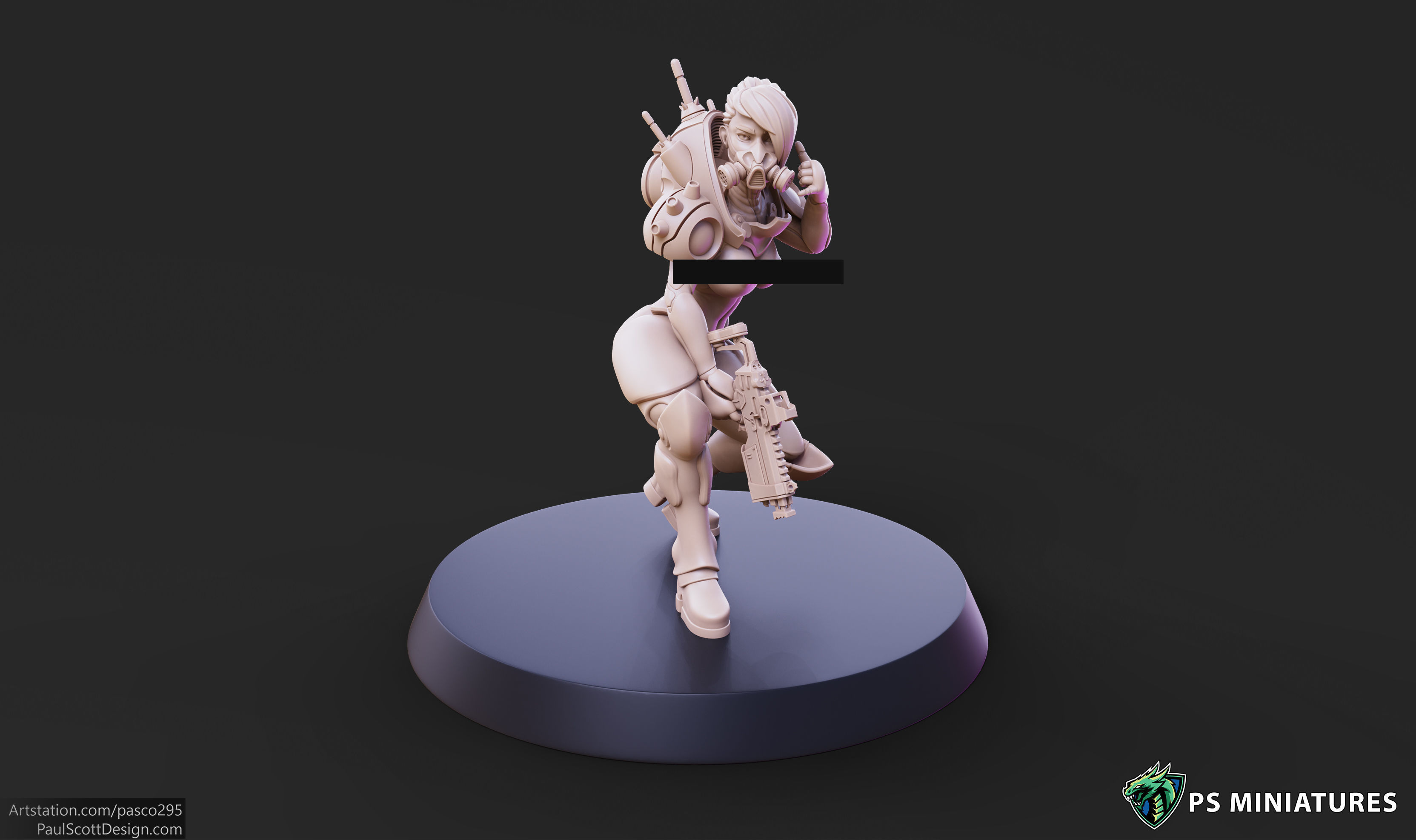Cyberpunk Mercenary Pose 2 - 4 Variants and Pinup 3D print model_11