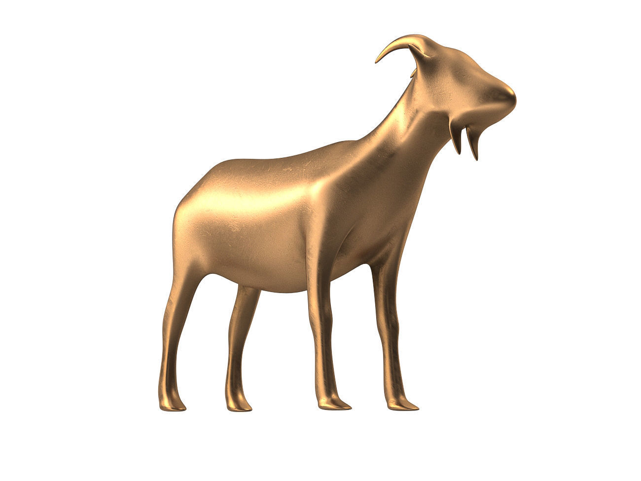 Goat-PBR golden goat Low-poly 3D model_9