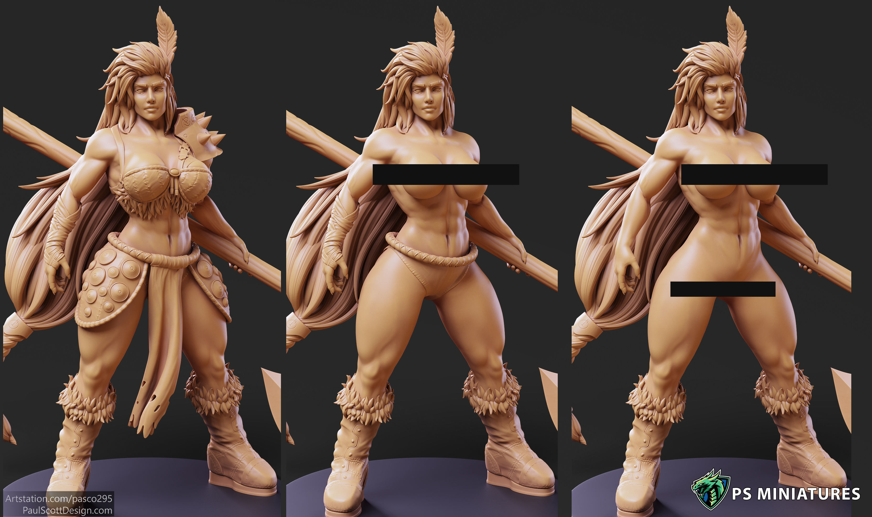Barbarian Battlemaster Pose 1 3D print model_3
