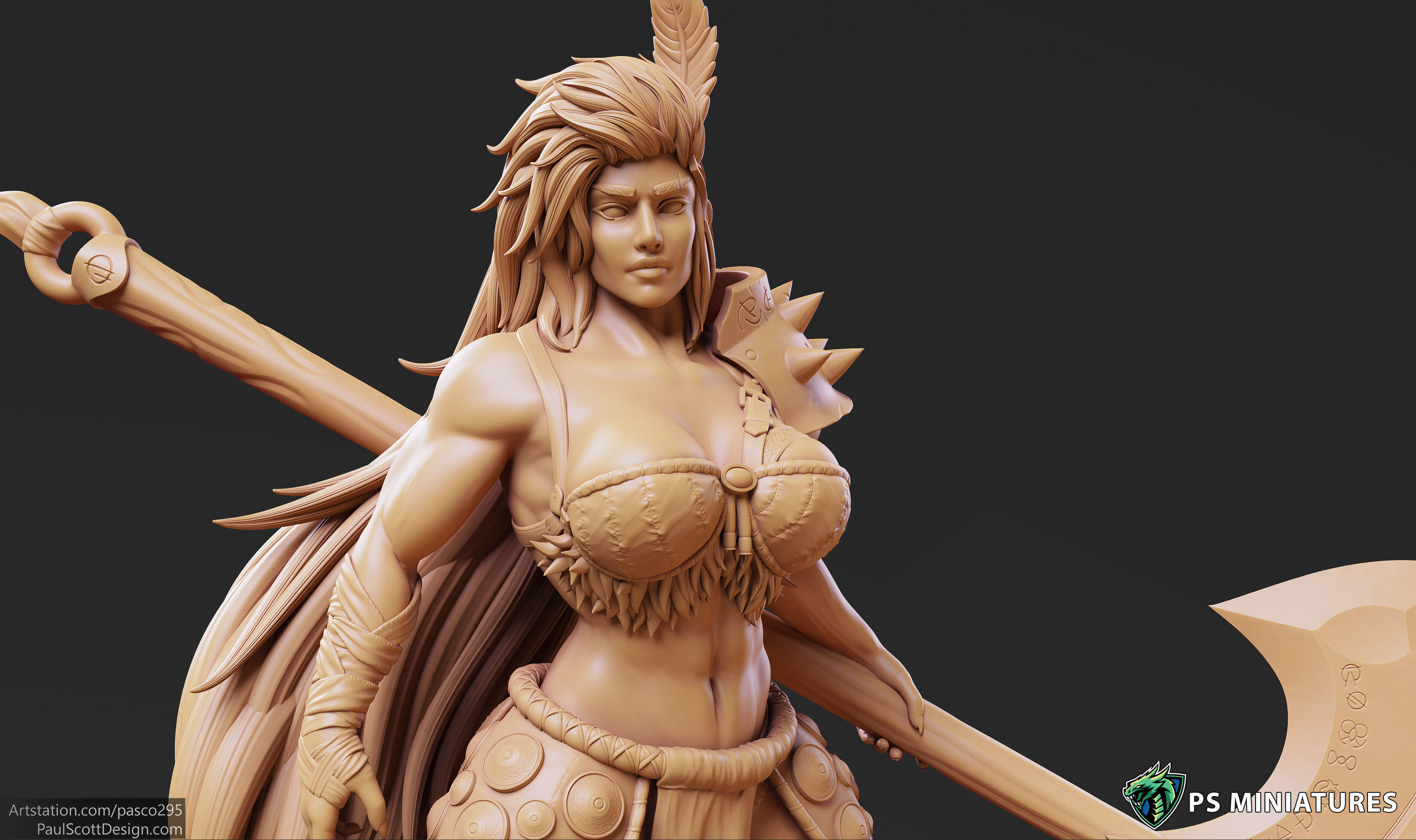Barbarian Battlemaster Pose 1 3D print model_2