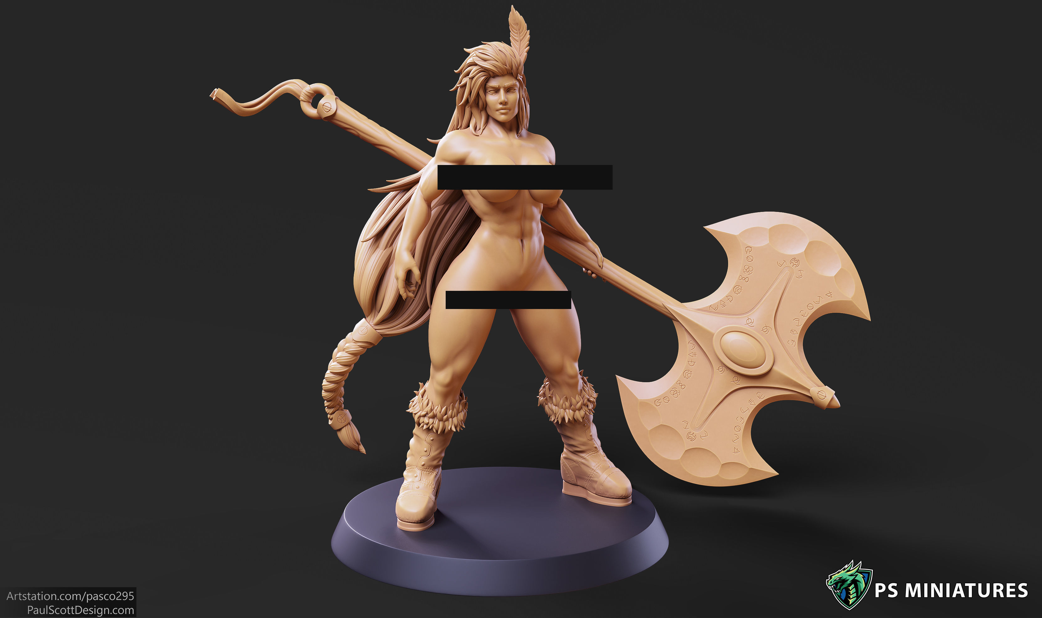 Barbarian Battlemaster Pose 1 3D print model_12