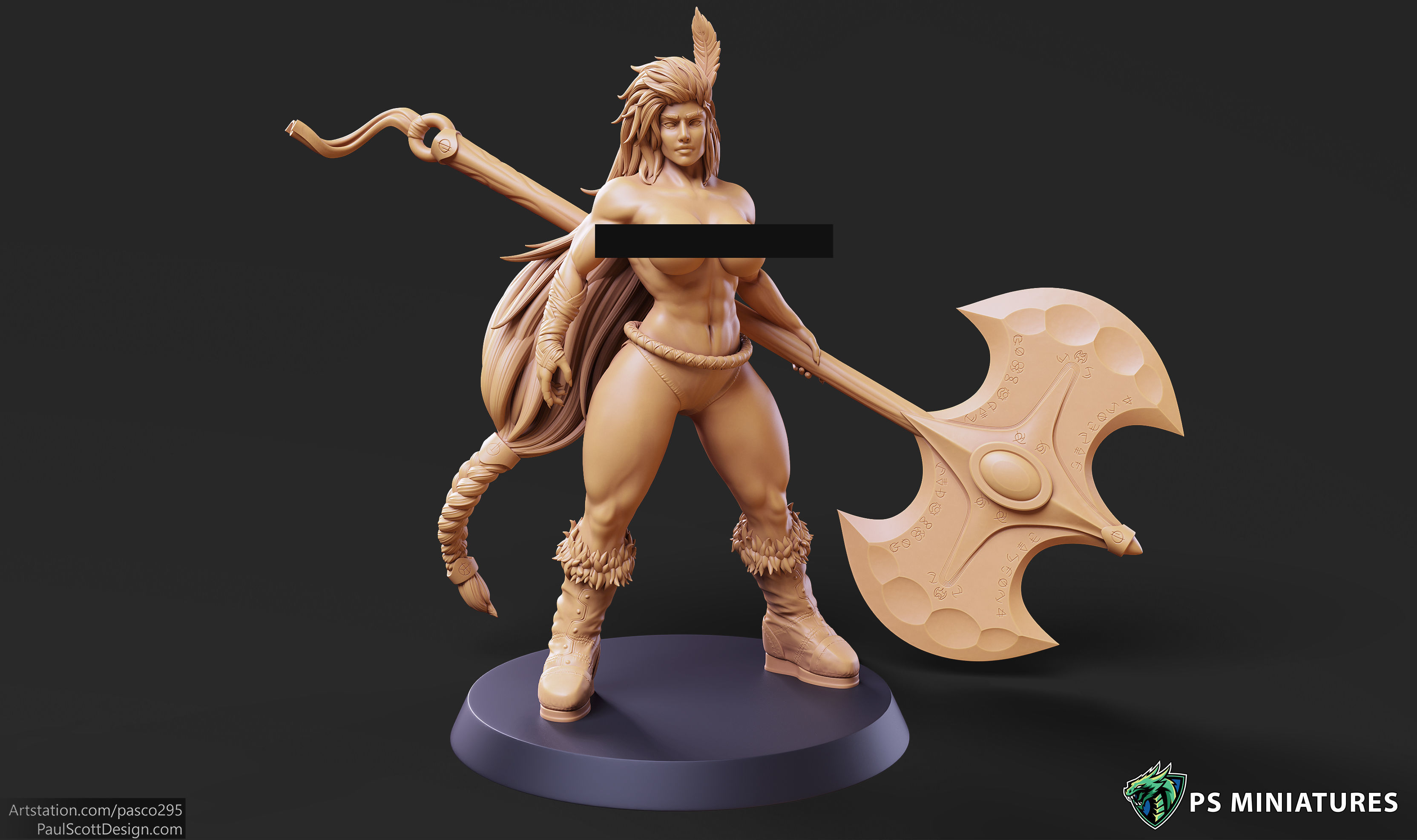 Barbarian Battlemaster Pose 1 3D print model_13