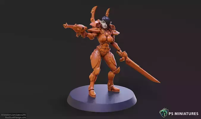 Elf Female Soldier Pose 1 - 8 Variants and 2 Pinups