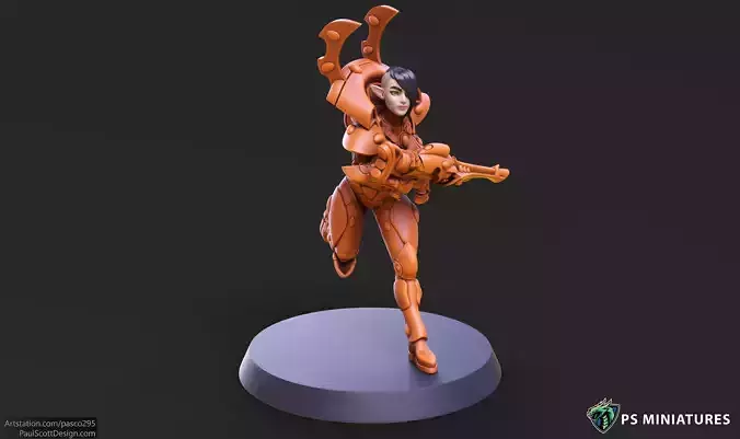 Space Elf Female Soldier Pose 3 - 7 Variants and 2 Pinups