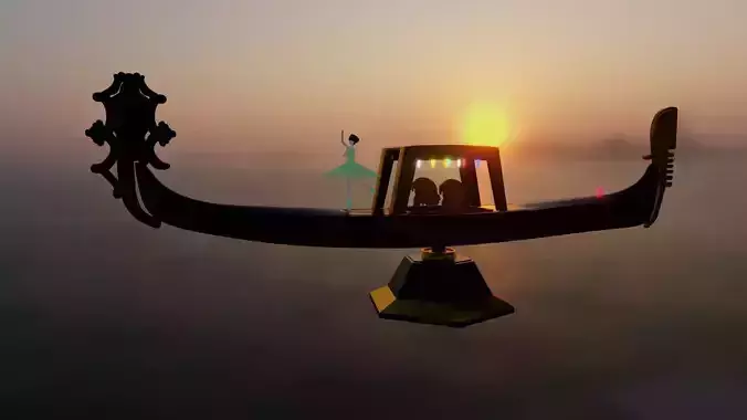 gondel gondola romantic ship with ballerina 3D model