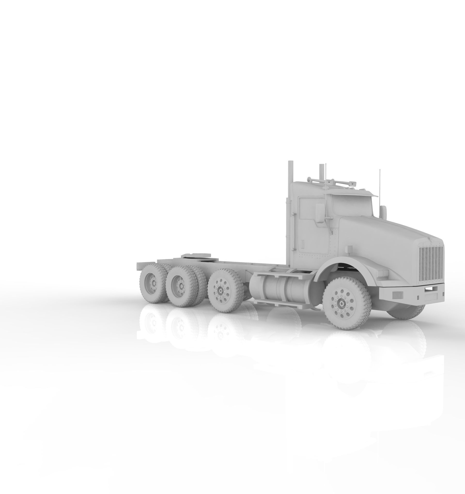 Kenworth T800 Chassis Truck 4axle 2005 3D print model_2