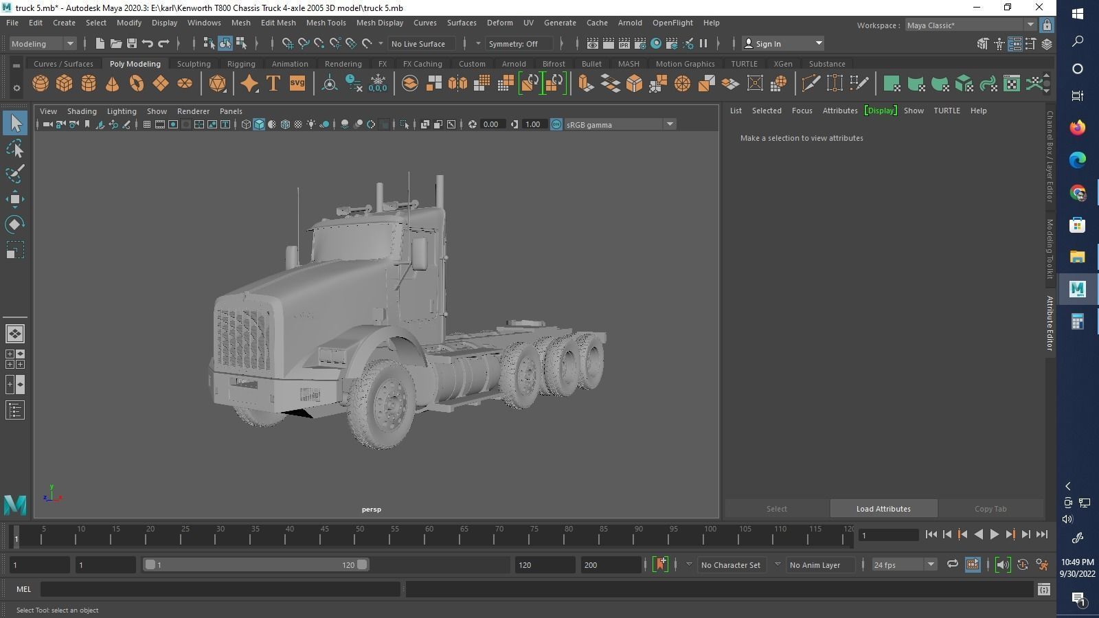 Kenworth T800 Chassis Truck 4axle 2005 3D print model_17