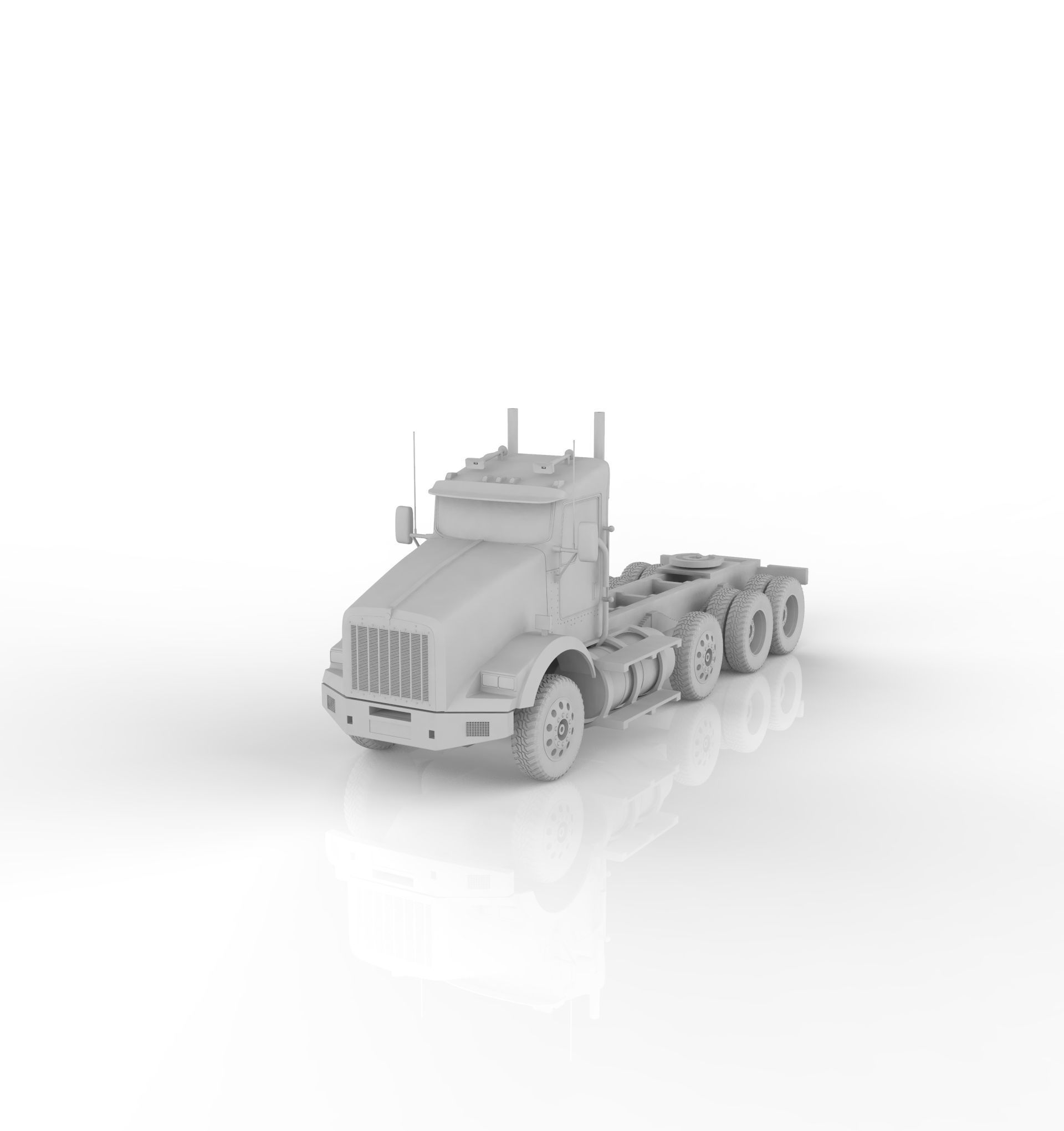 Kenworth T800 Chassis Truck 4axle 2005 3D print model_1