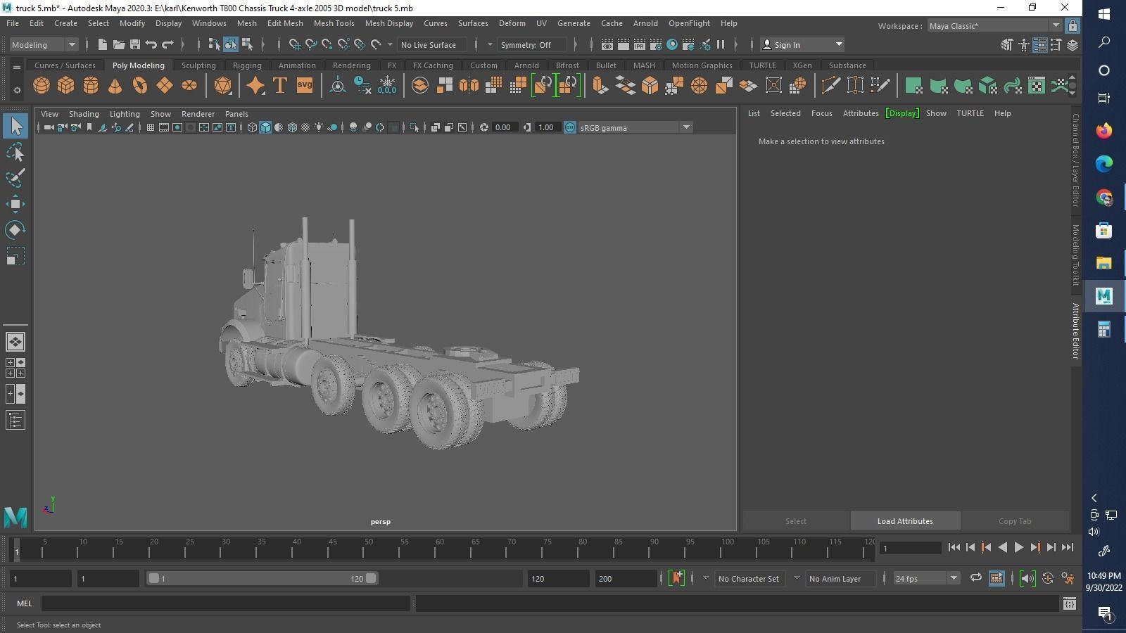 Kenworth T800 Chassis Truck 4axle 2005 3D print model_19