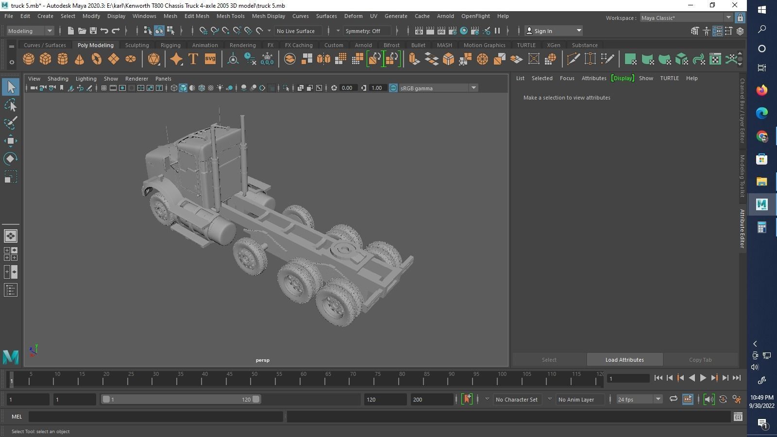 Kenworth T800 Chassis Truck 4axle 2005 3D print model_11