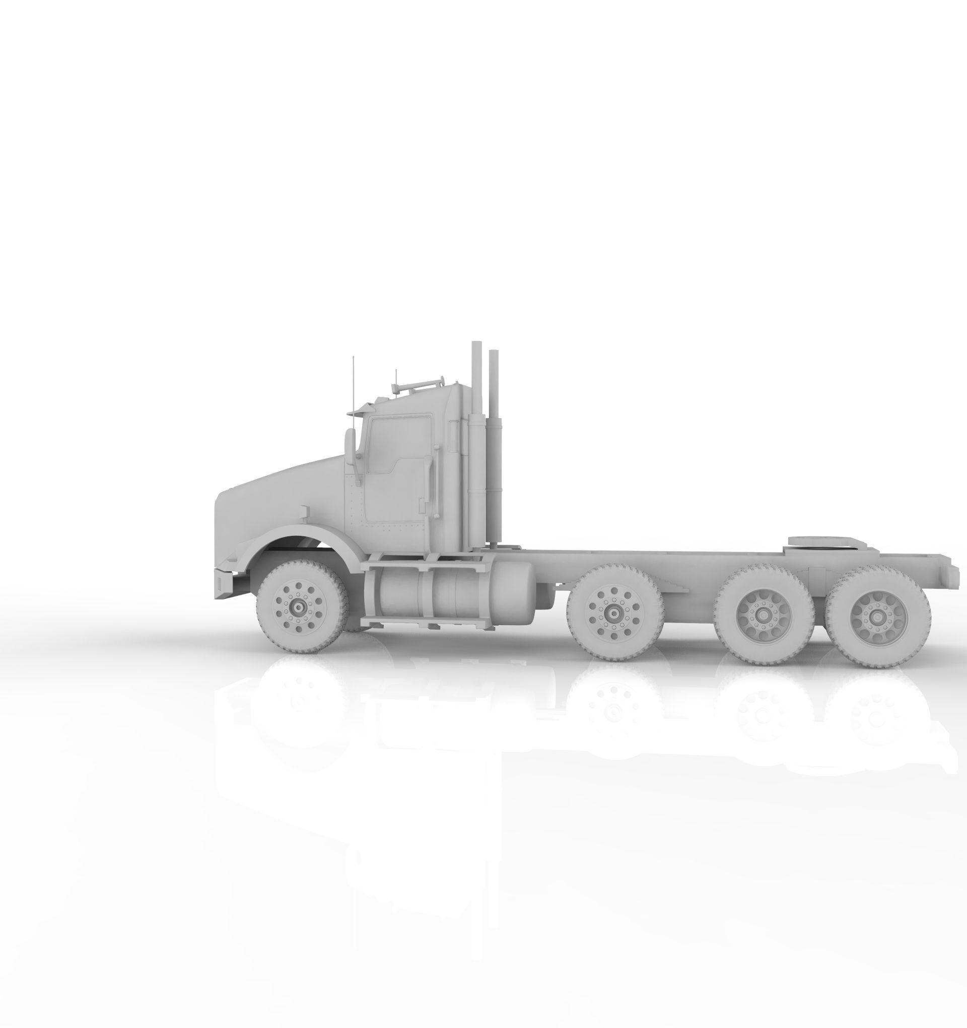 Kenworth T800 Chassis Truck 4axle 2005 3D print model_3