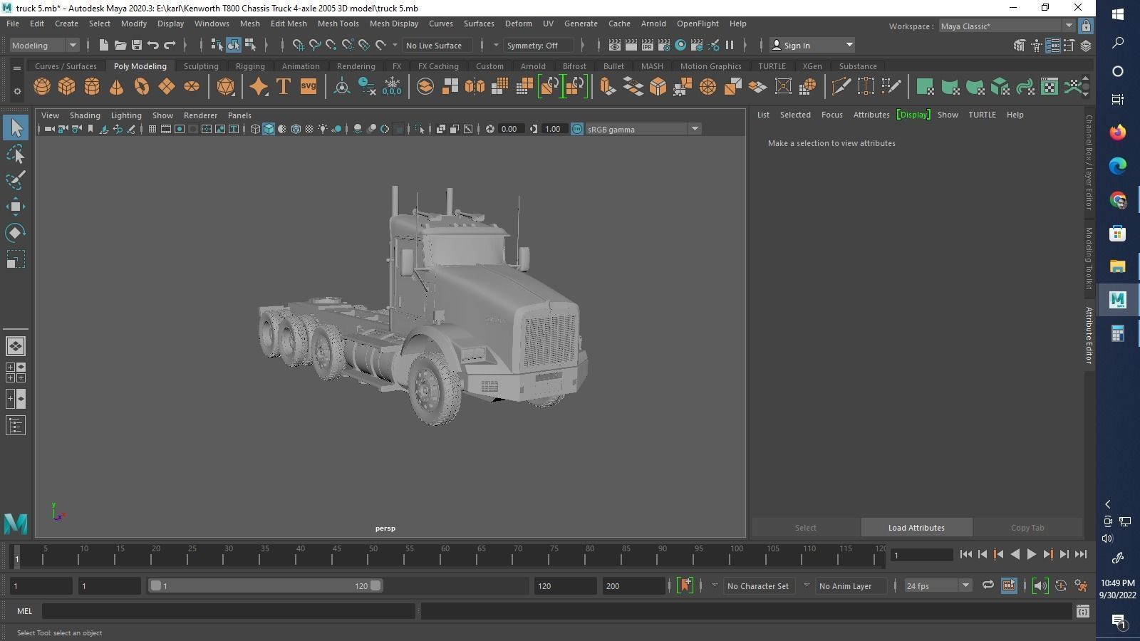Kenworth T800 Chassis Truck 4axle 2005 3D print model_10