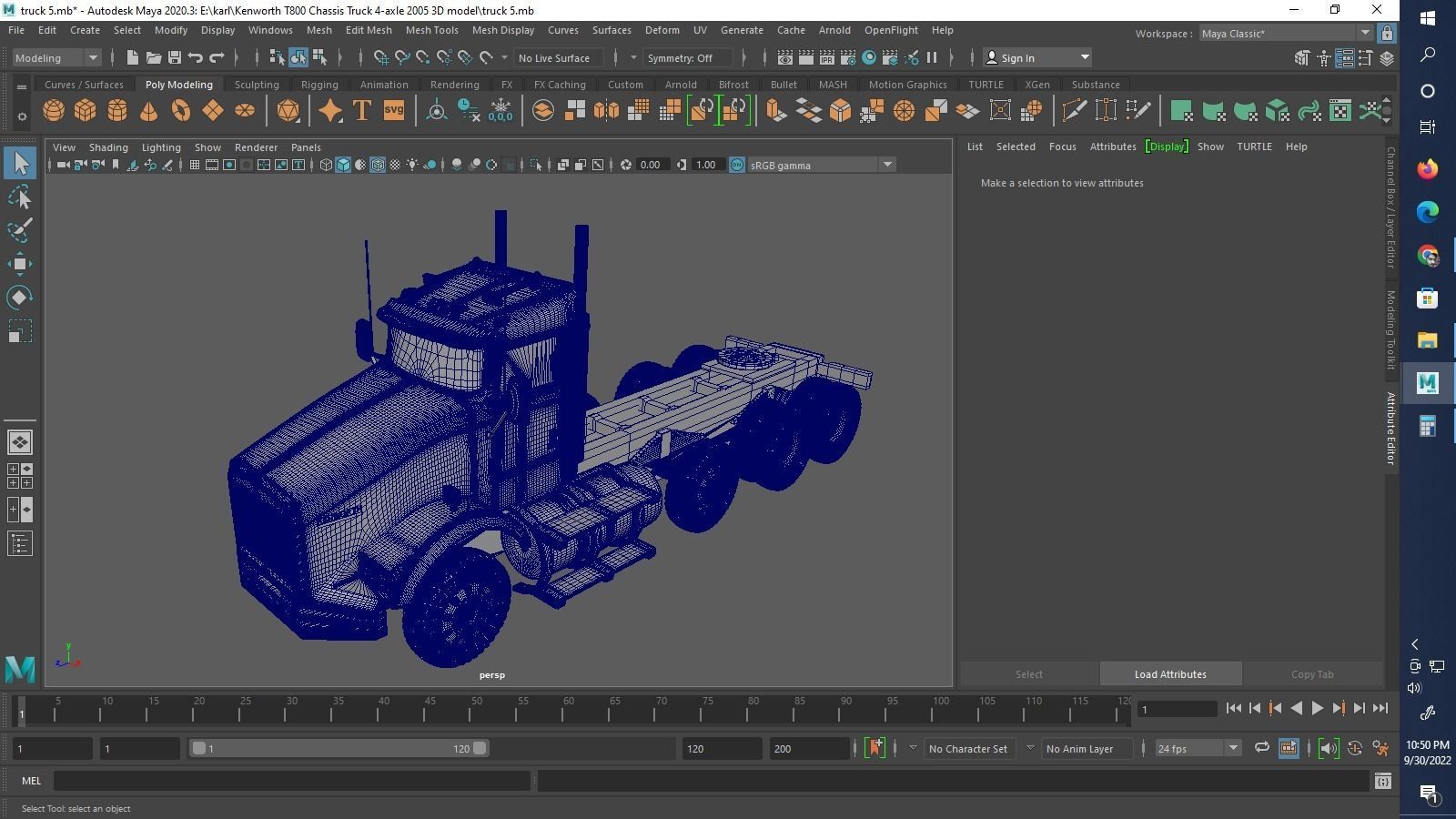 Kenworth T800 Chassis Truck 4axle 2005 3D print model_9