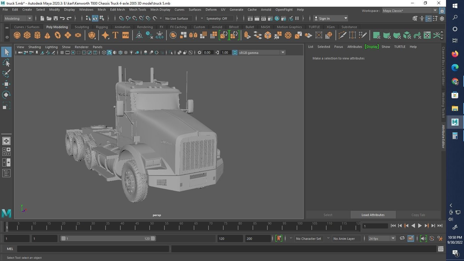 Kenworth T800 Chassis Truck 4axle 2005 3D print model_15