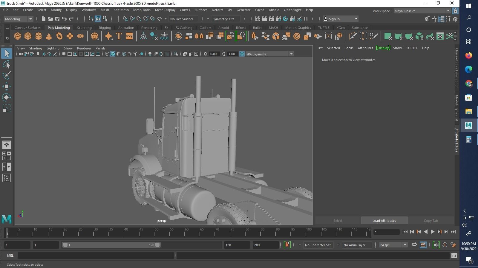 Kenworth T800 Chassis Truck 4axle 2005 3D print model_16