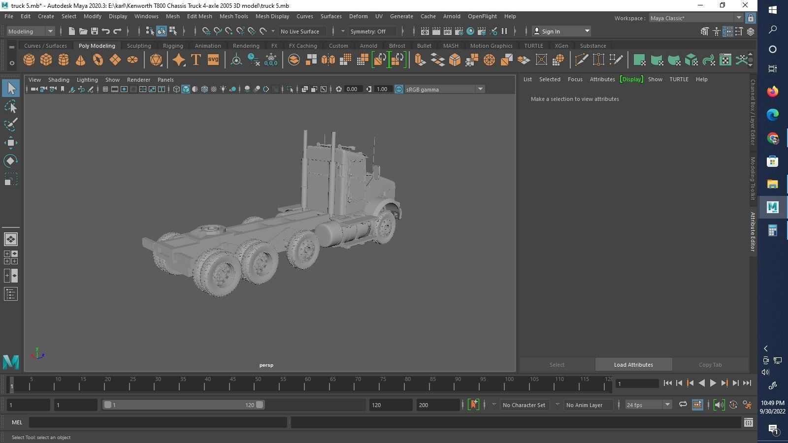 Kenworth T800 Chassis Truck 4axle 2005 3D print model_12