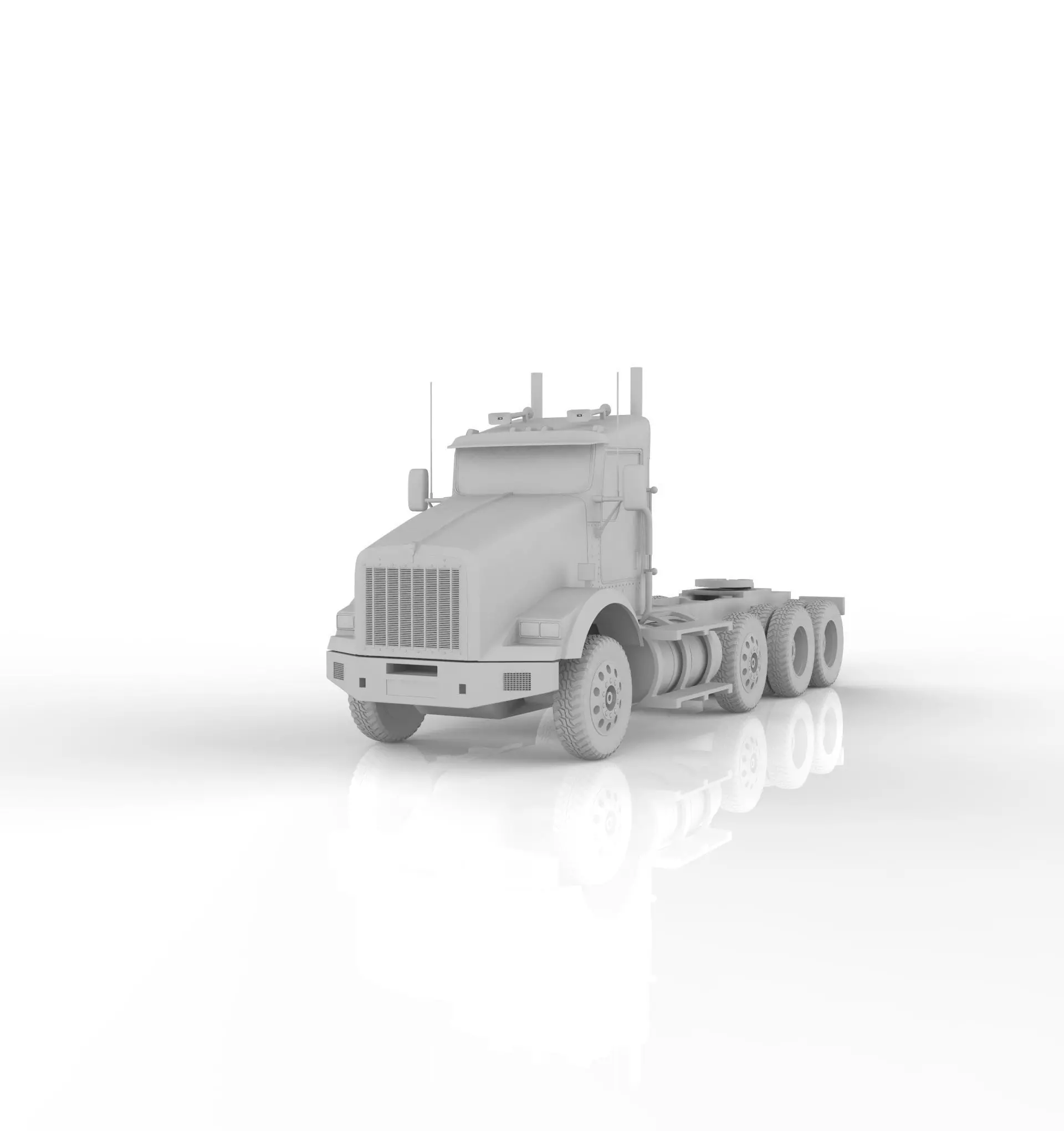 Kenworth T800 Chassis Truck 4axle 2005 3D print model_0