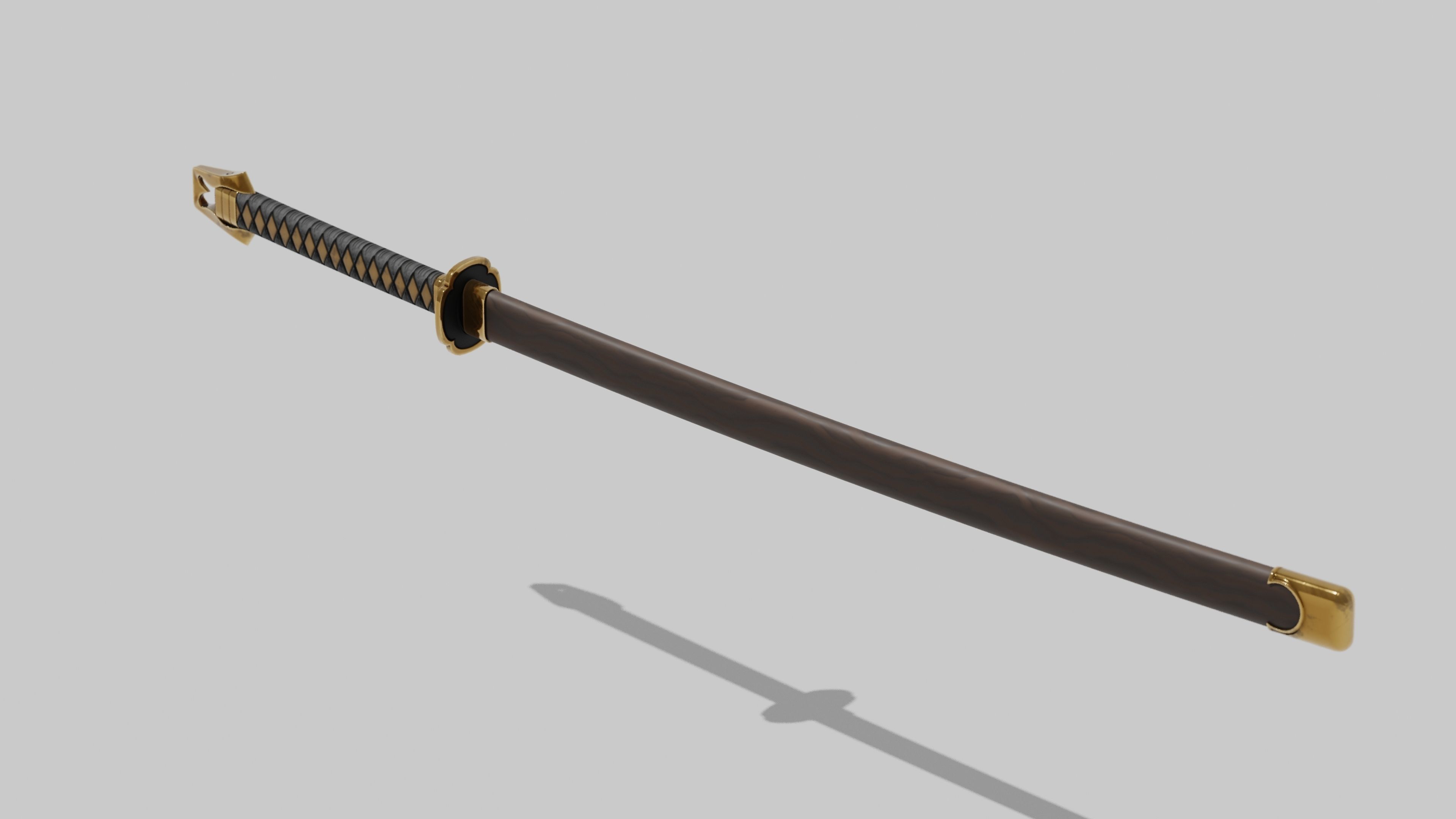 Japanese Furniture Kit - 3 Swords kit Low-poly 3D model_6