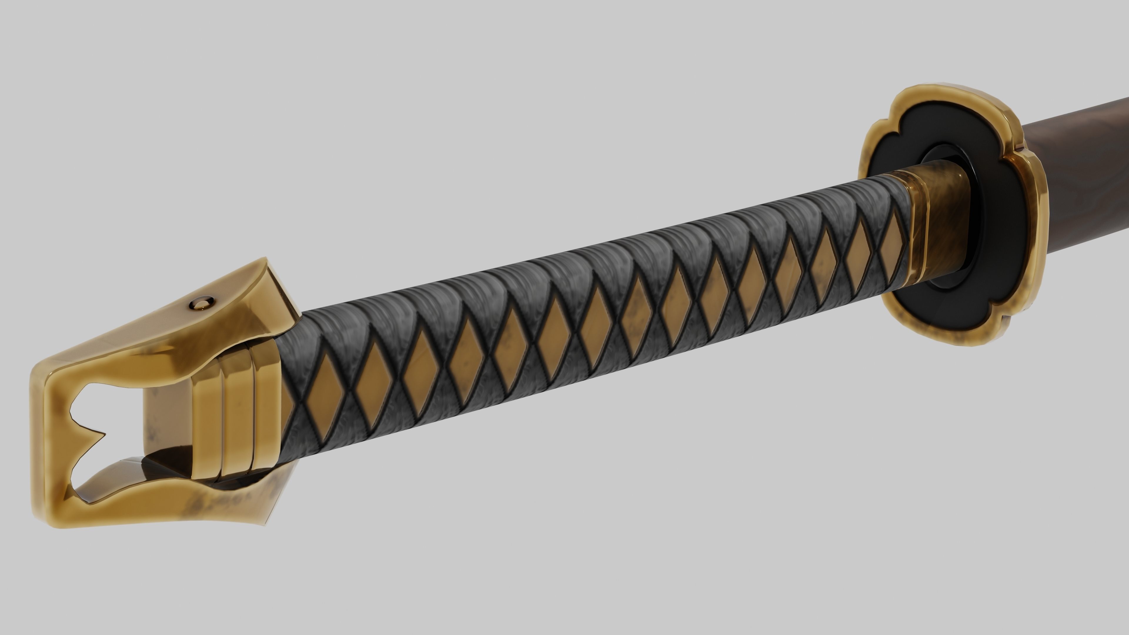 Japanese Furniture Kit - 3 Swords kit Low-poly 3D model_15