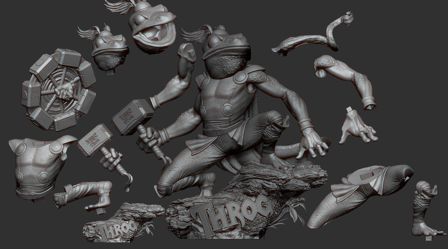 Throg the frog - thor 3D print model_10
