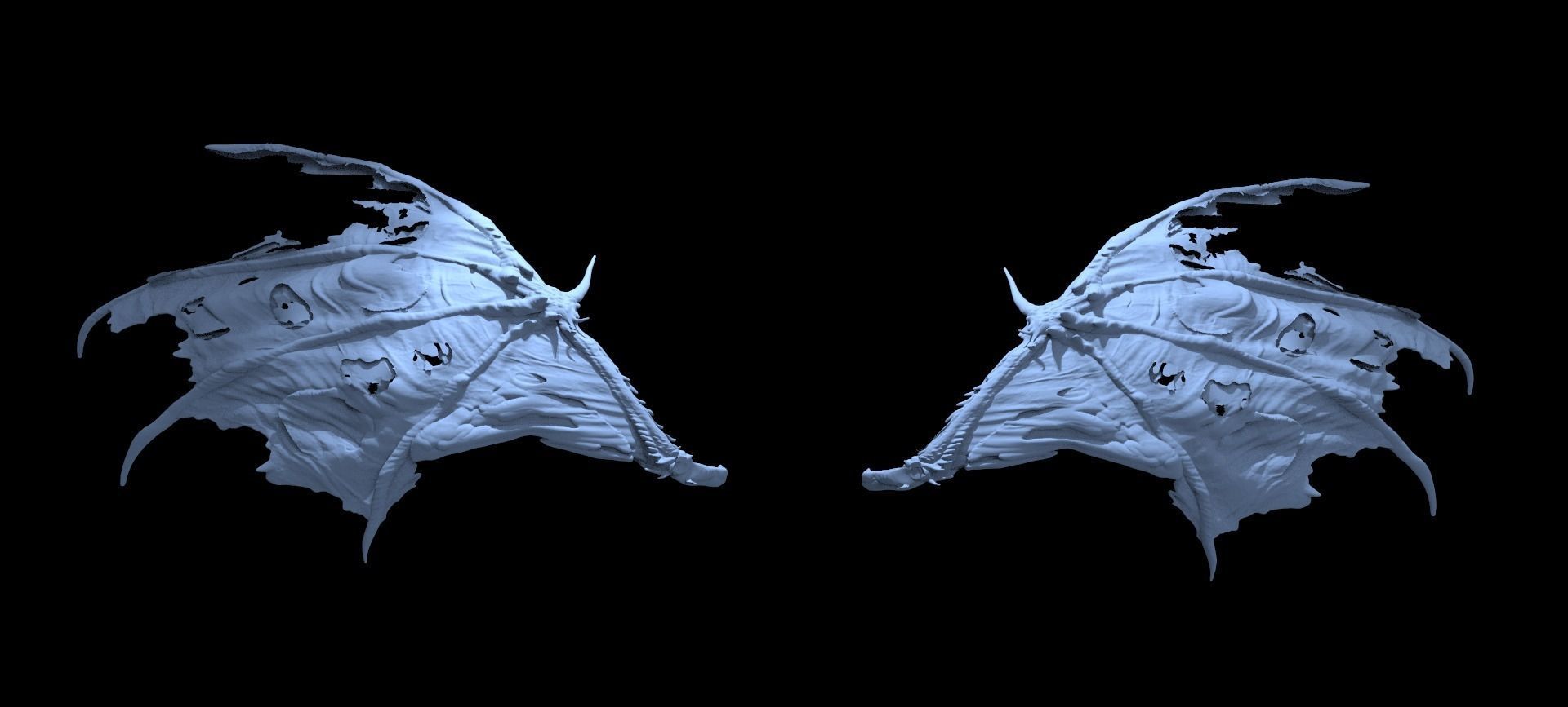 Dark Bat Wings 2  3D model_3