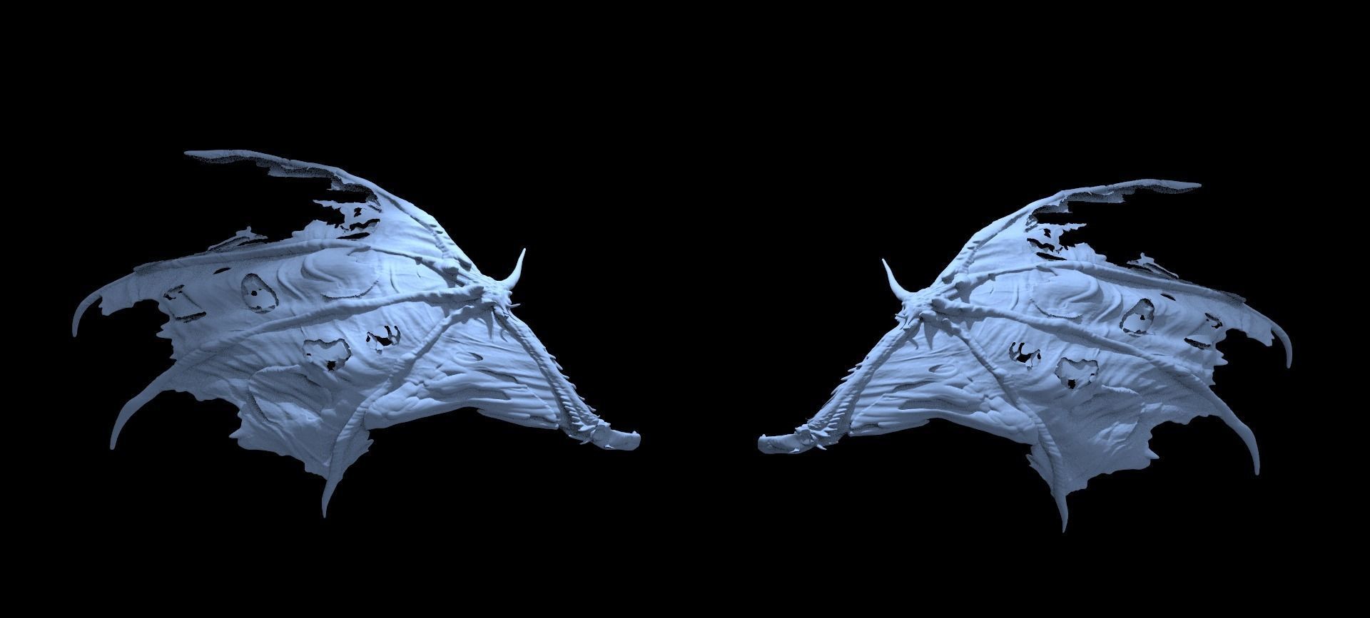 Dark Bat Wings 2  3D model_2