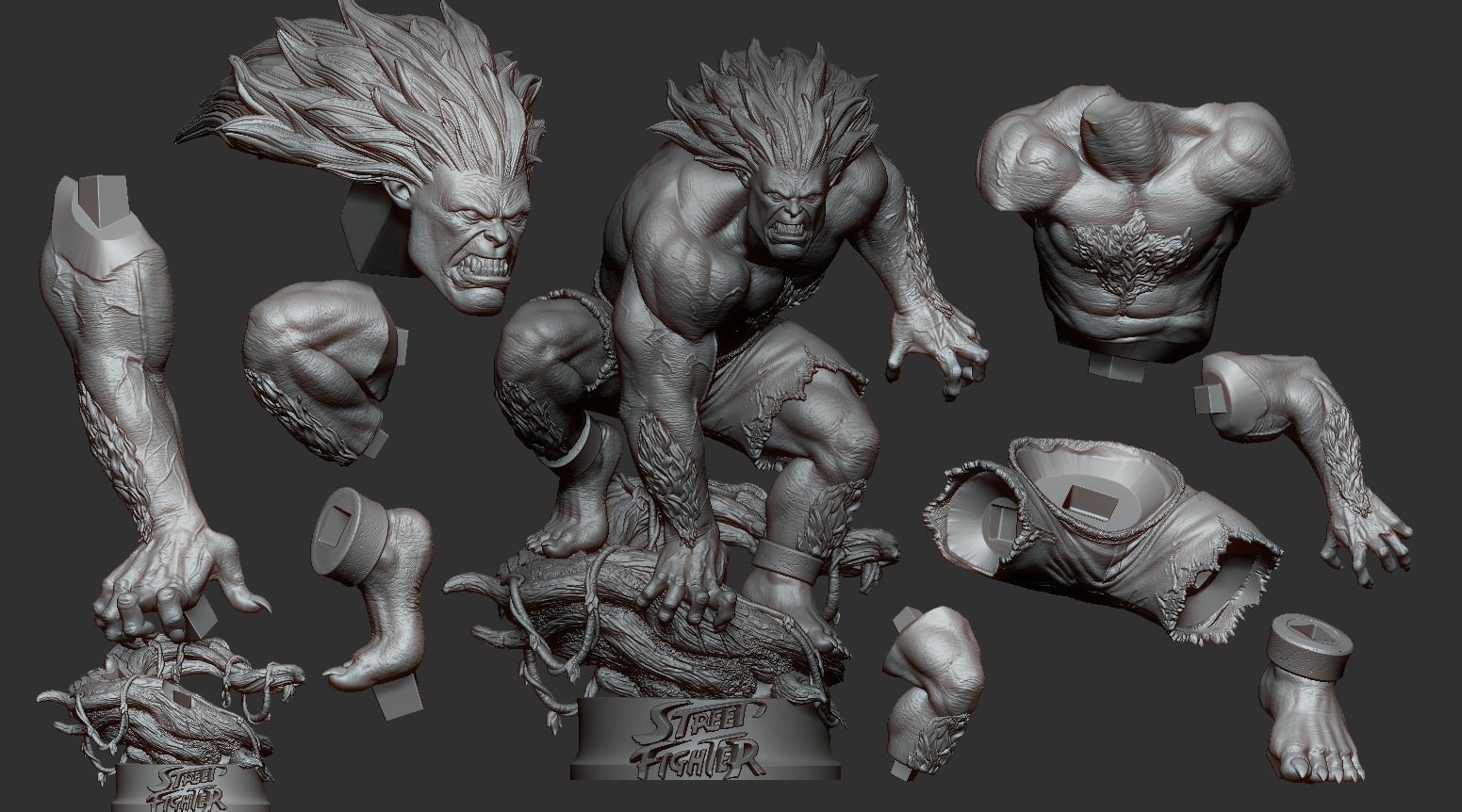 Blanka Street fighter statue  3D print model_8