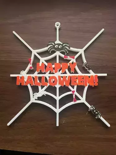 Happy Halloween Sign STL OBJ FBX 6 in x 6 in  3D print model