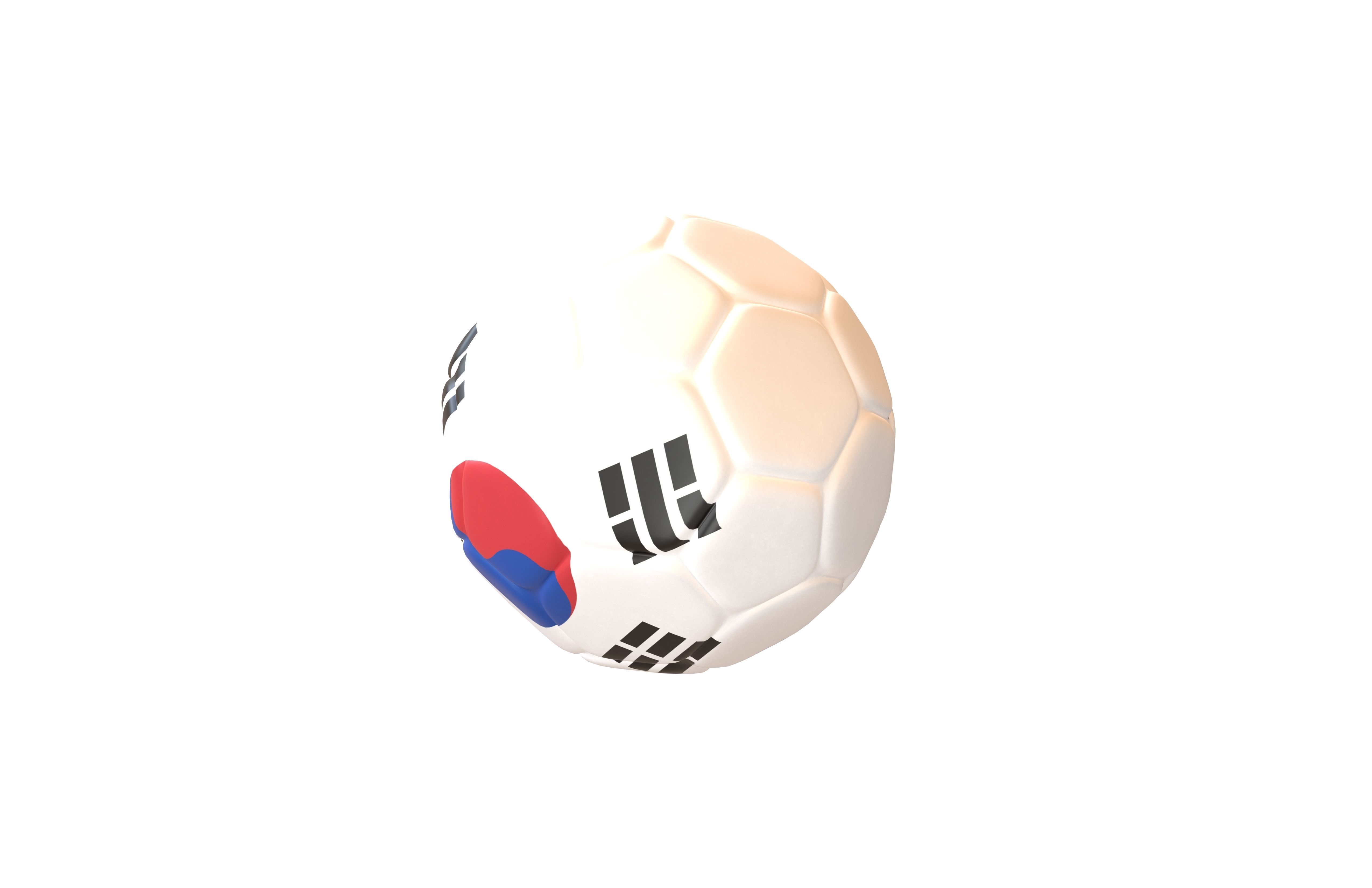 South Korea Flag Soccer Ball v1 001 Low-poly 3D model_1