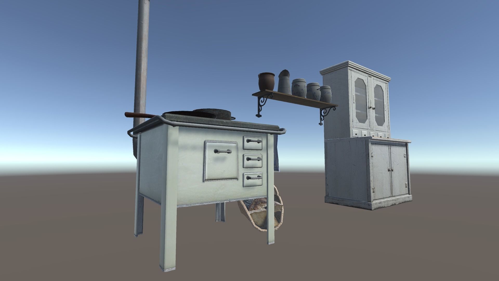 Vintage Kitchen Low-poly 3D model_7