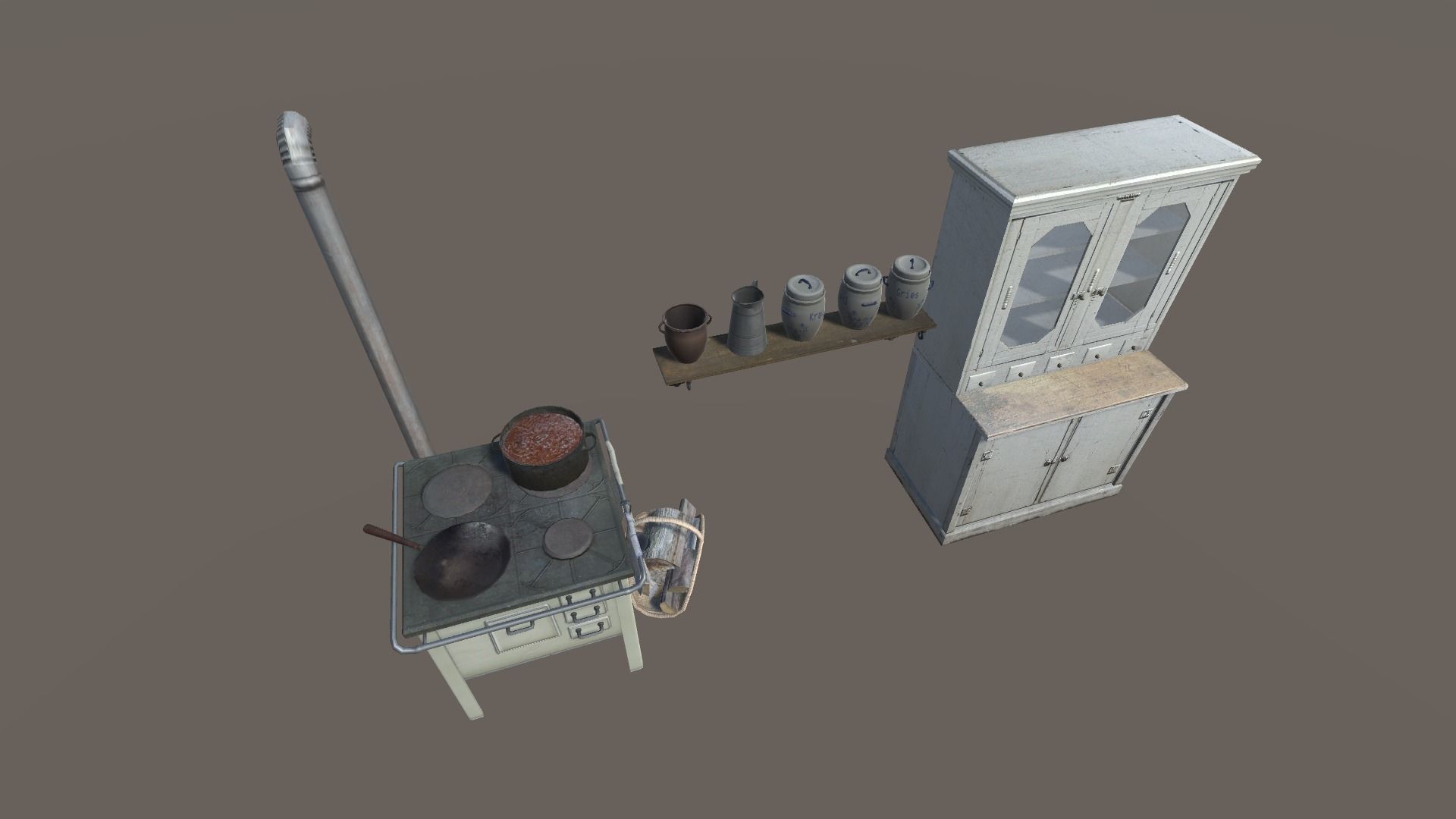 Vintage Kitchen Low-poly 3D model_2