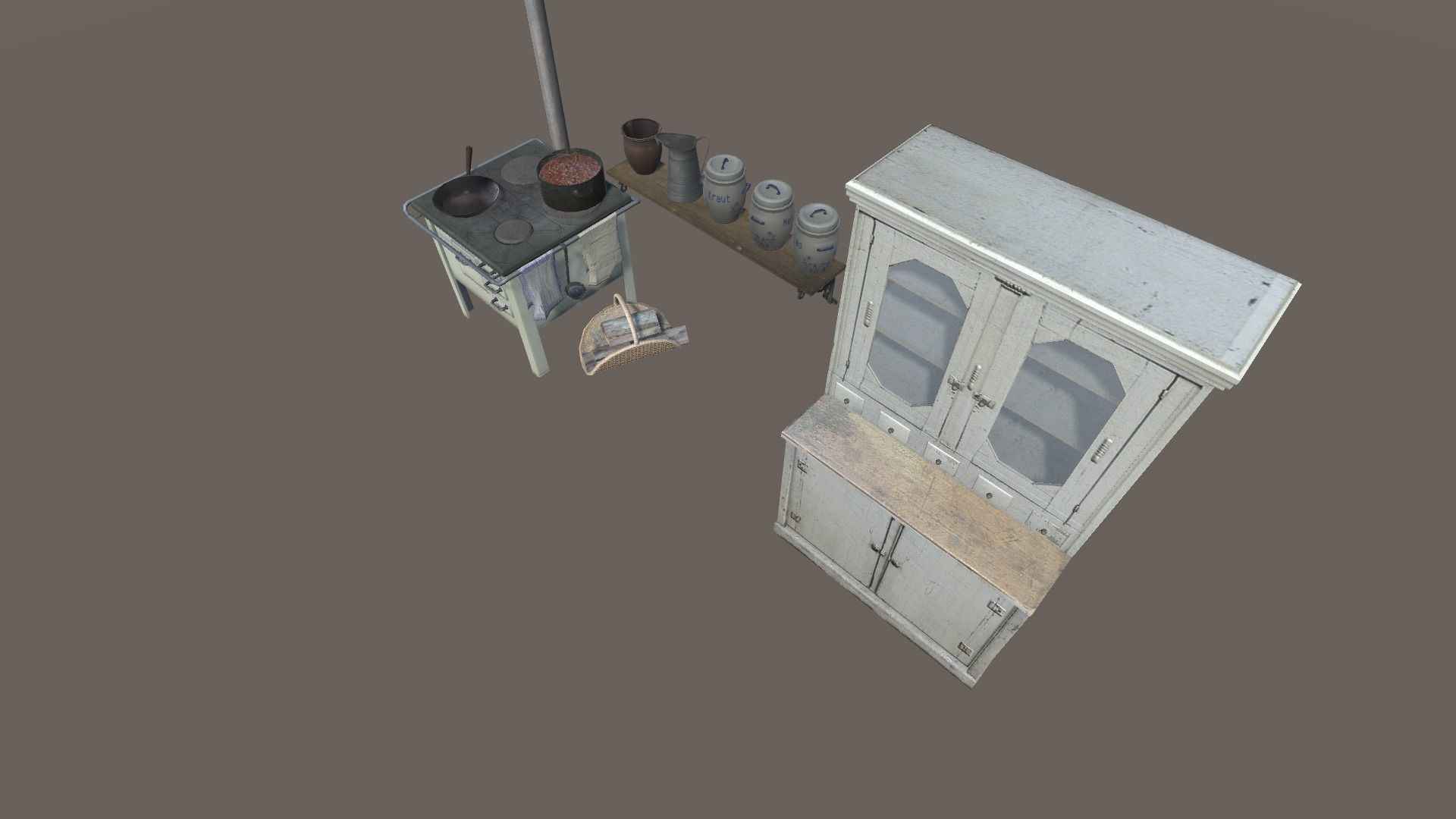 Vintage Kitchen Low-poly 3D model_3