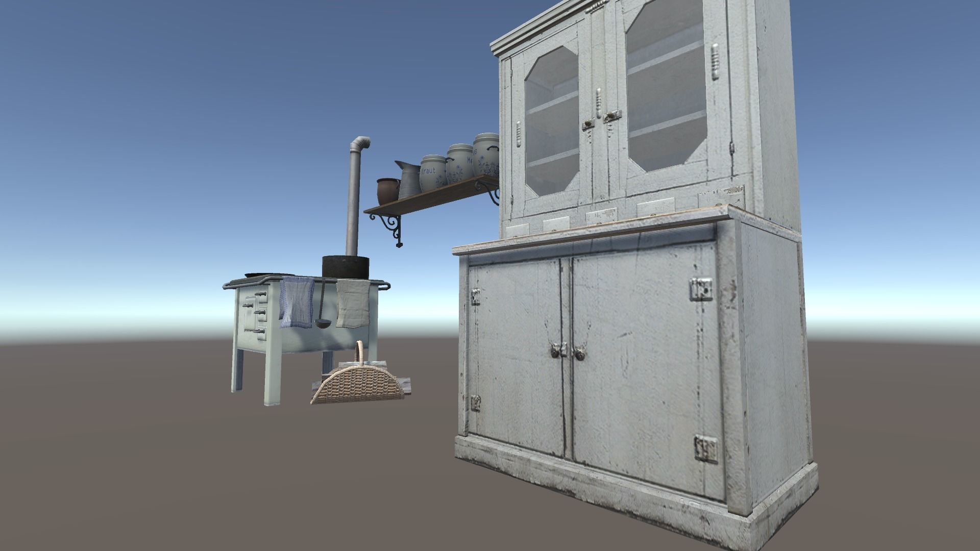 Vintage Kitchen Low-poly 3D model_5