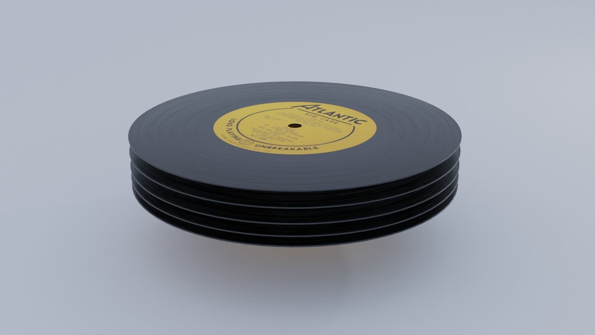 Retro Vinyl Disk with 4K Textures Low-poly 3D model_7