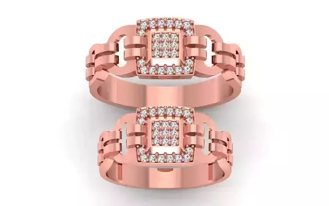 Solitaire Wedding Engagement Couple Ring