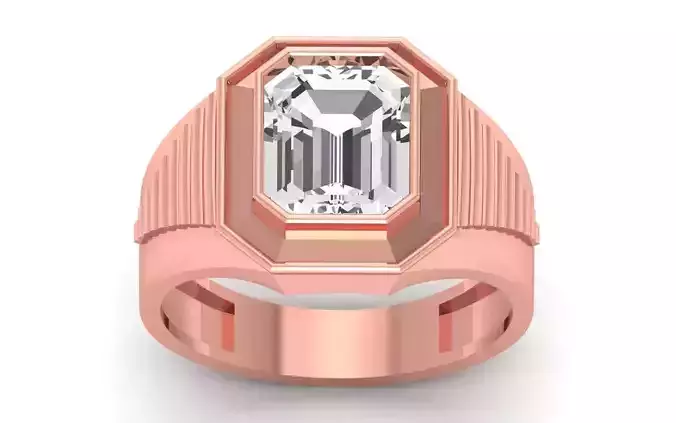 Solitaire Wedding Engagement Big Asscher Stone Ring 3D print model