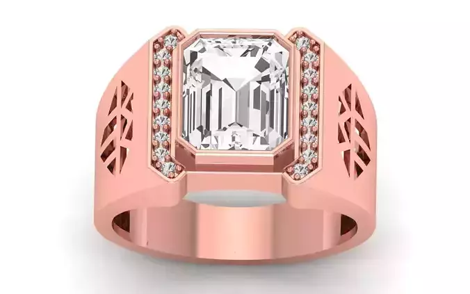 Solitaire Wedding Engagement Big Asscher Stone Ring 3D print model