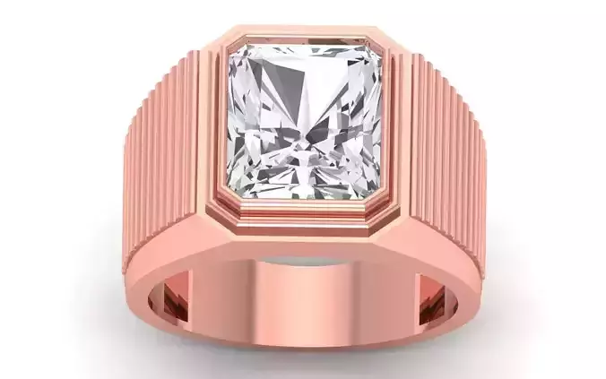 Solitaire Wedding Engagement Big Asscher Stone Ring 3D print model