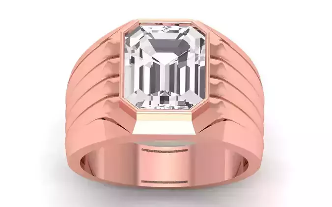 Solitaire Wedding Engagement Big Asscher Stone  Ring 3D print model