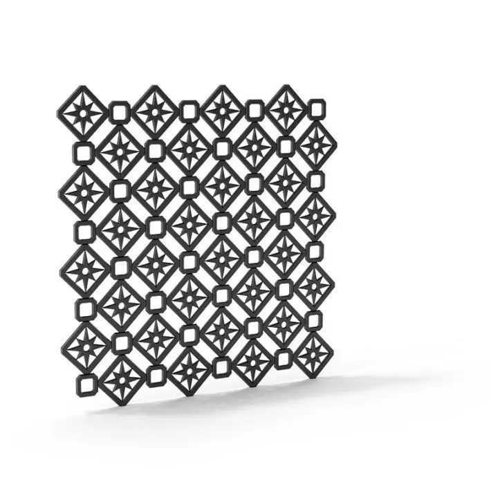 Black Railing With Sun Pattern 3D model_0