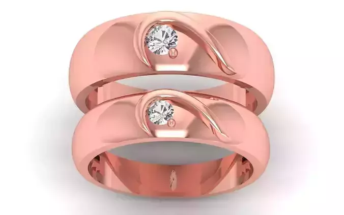 Solitaire Wedding Engagement Couple Ring