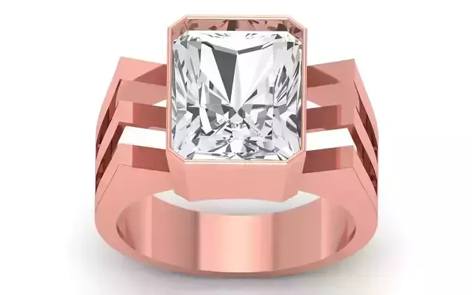 Solitaire Wedding Engagement Big Asscher Stone Ring 3D print model