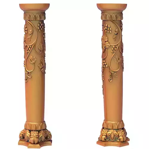 3D model column two golden pillars